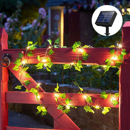 Outdoor Solar-Powered LED Foliage String Lights for Patio Garden Fence Pergola Tree Wrap Waterproof Dusk-to-Dawn Auto On Off Decoration