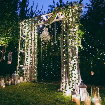 Solar Vine Fairy Lights 16 ft Waterproof Flexible LED for Patio Garden Wedding Party Outdoor Decor Warm White Glow Automatic Dusk-to-Dawn Ec