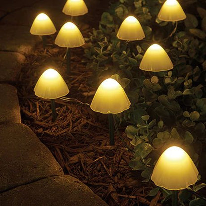 Outdoor Solar Stake Lights Decorative Mushroom Shape for Garden Pathway Yard Lawn Landscape Lighting Waterproof LED String 10-Pack Auto On O