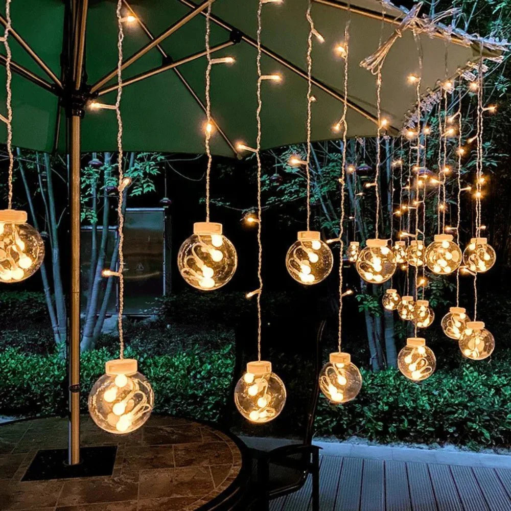 Outdoor Solar LED Decorative String Lights 10 ft Weatherproof Hanging Bulbs for Patio Garden Pergola Backyard Deck