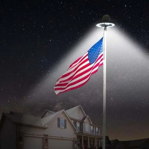 Solar Flagpole Light 700 Lumen 26 LED Automatic Dusk Sensor Weatherproof for Outdoor Flags Patriotic American Flag Pole