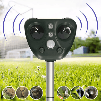 Ultrasonic Solar Bird Deterrent with Motion Sensor & Flashing Lights for Yards, Gardens, Patios | Weatherproof Animal Repeller