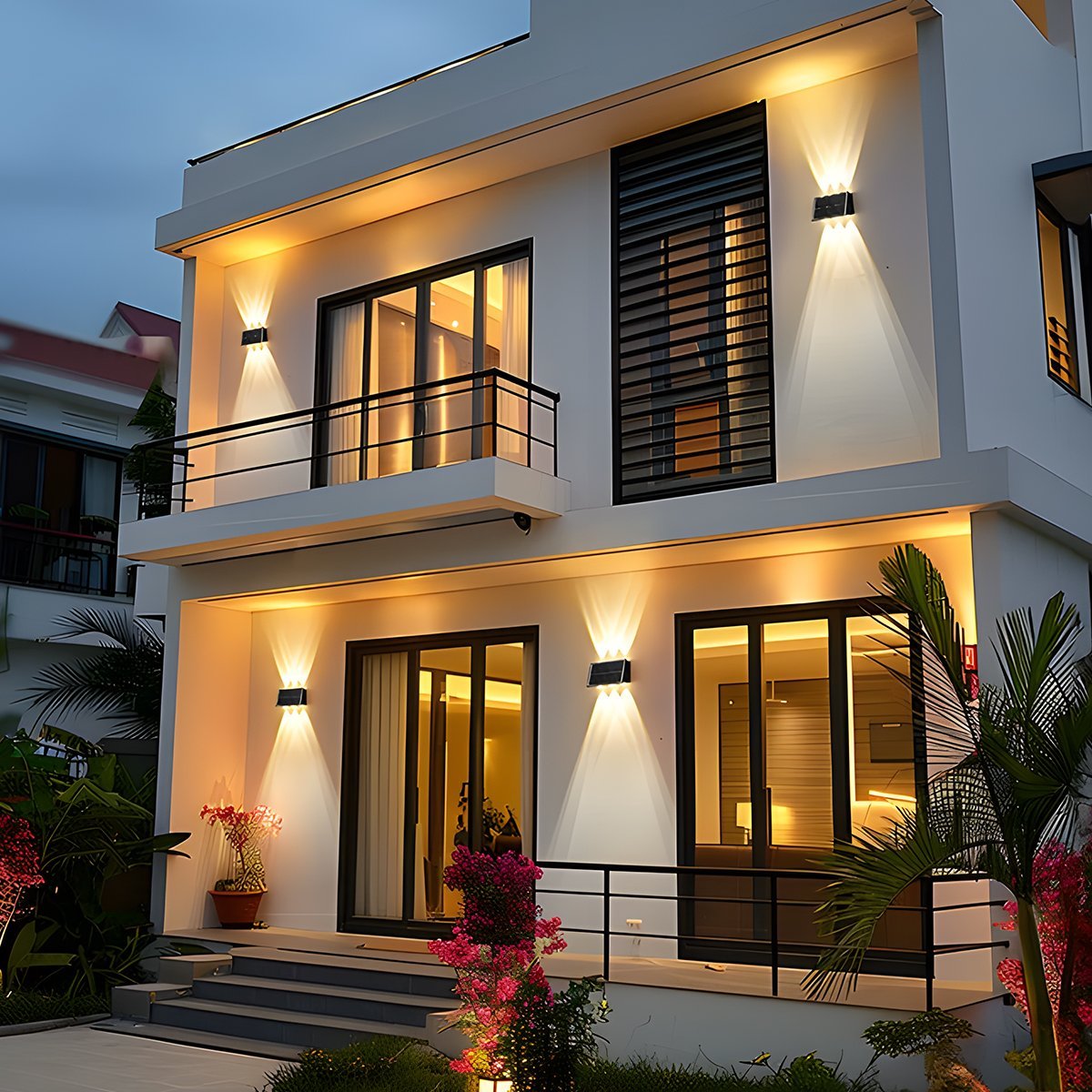Solar LED Outdoor Sconce Black Waterproof Up Down Wall Light for Patio Garden Entrance Facade