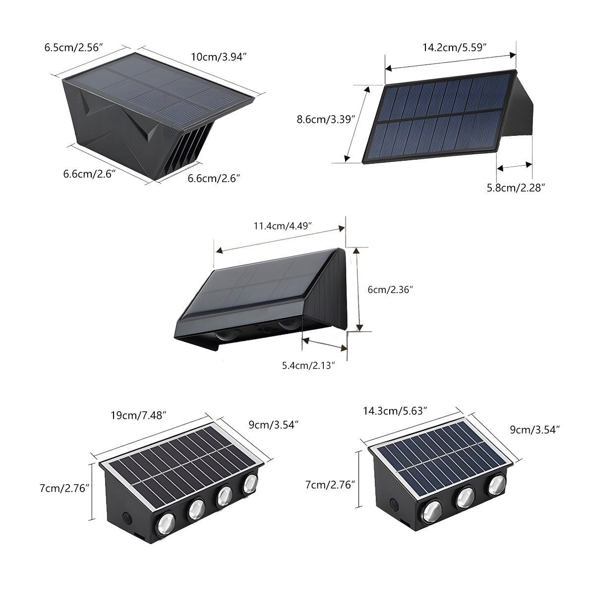 Solar LED Outdoor Sconce Black Waterproof Up Down Wall Light for Patio Garden Entrance Facade