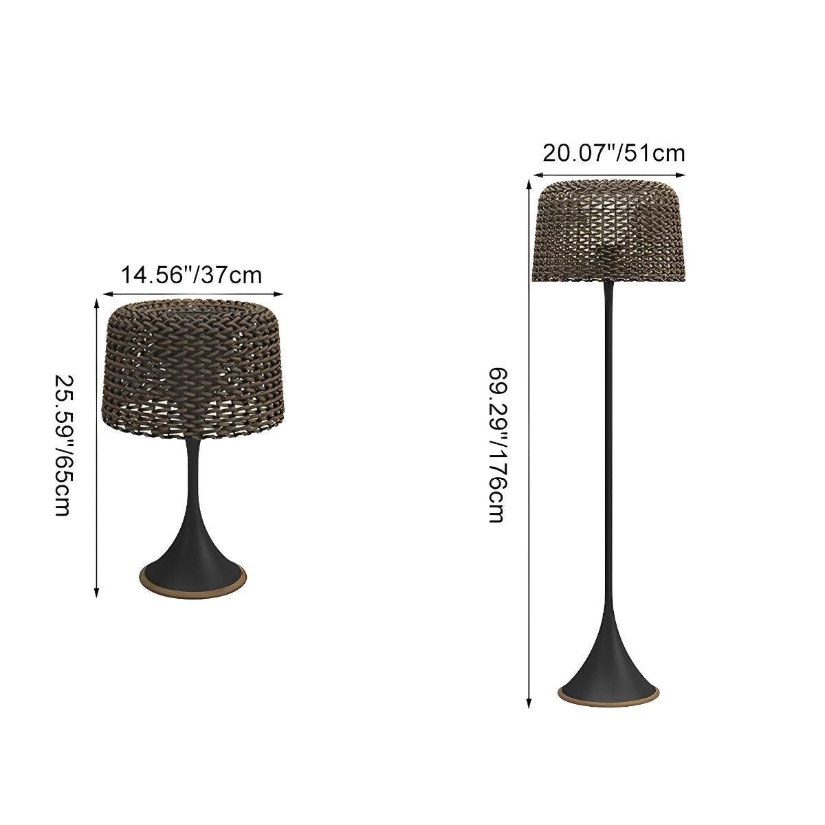 Woven Standing Patio Light 69 in Tall Weatherproof Warm White LED Solar or Plug-in Outdoor Garden Torch for Deck Poolside Terrace