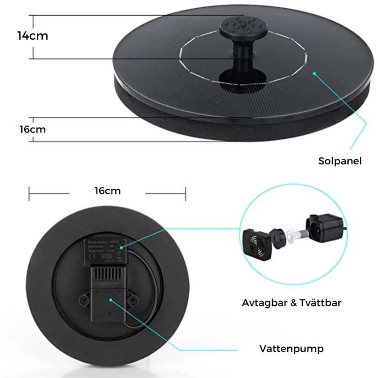 Floating Solar Fountain for Bird Bath Pond Pool Patio Garden Water Feature Outdoor Decoration Self-Contained Kit