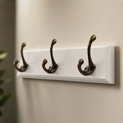 Perchero de pared de madera maciza para entrada, organizador para chaquetas, bufandas y bolsos con acabado de veta natural, opciones de 3, 4 y 5 ganchos, ideal para apartamentos y recibidores