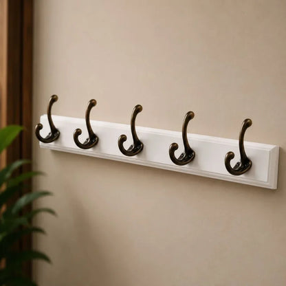 Perchero de pared de madera maciza para entrada, organizador para chaquetas, bufandas y bolsos con acabado de veta natural, opciones de 3, 4 y 5 ganchos, ideal para apartamentos y recibidores
