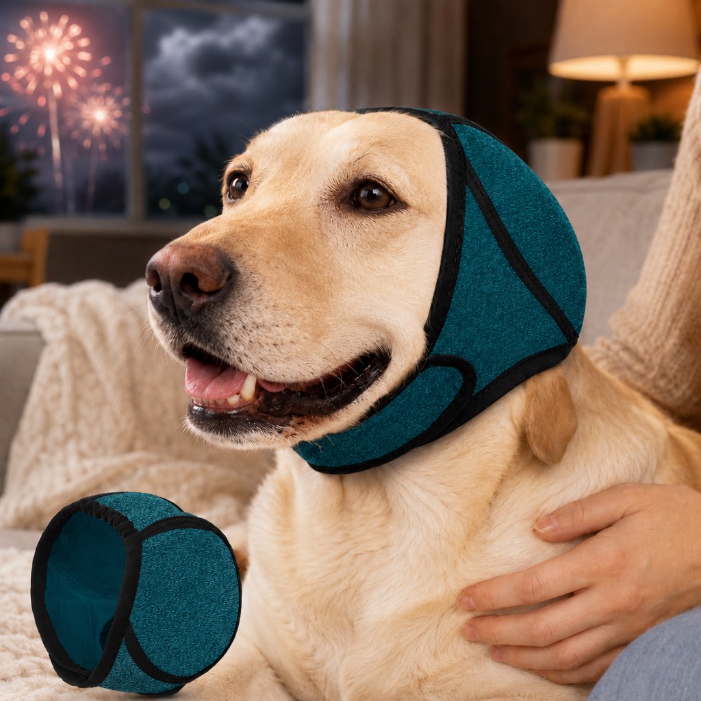 Ortekor Dog Ear Cover for Swimming, Bath Time & Loud Noise Comfort - Soft Calming Ear Muff to Help Keep Water & Debris Out