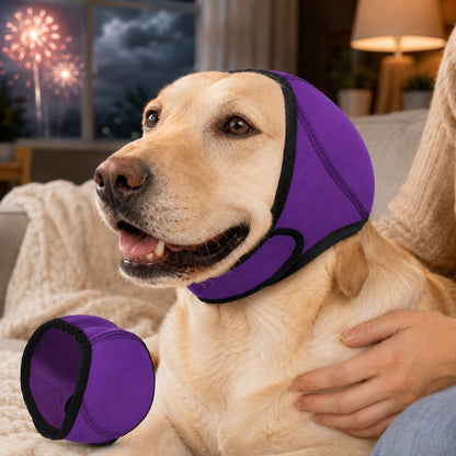Ortekor Dog Ear Cover for Swimming, Bath Time & Loud Noise Comfort - Soft Calming Ear Muff to Help Keep Water & Debris Out