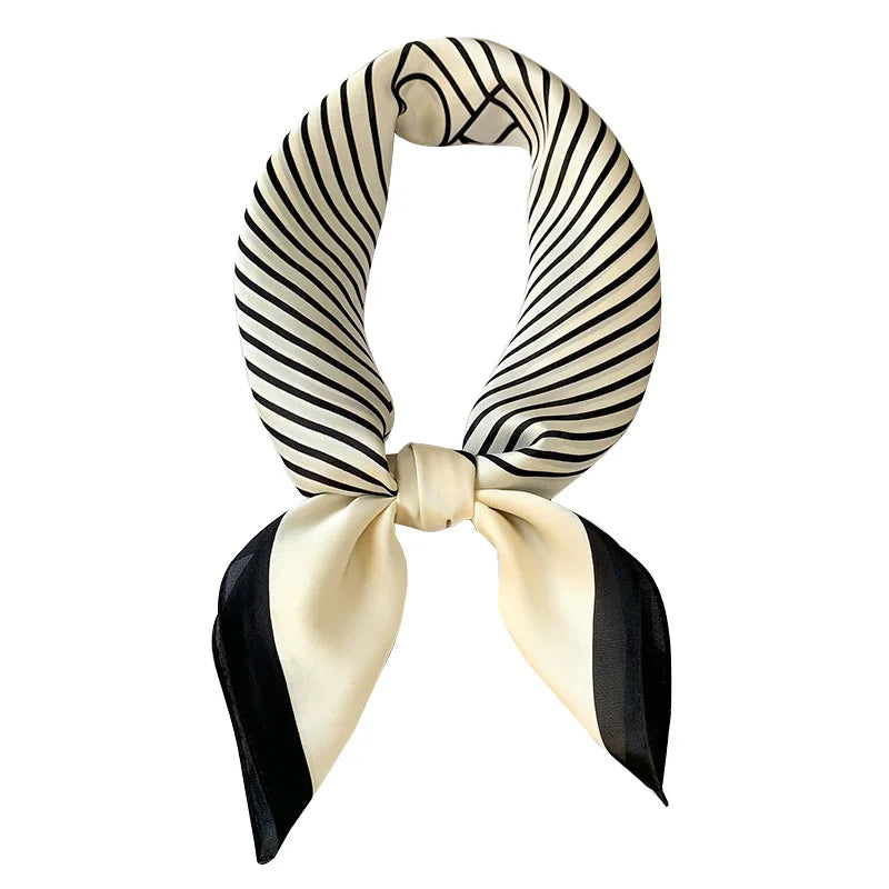 Plaid Silk Square Scarf 27.5 in Women's Neck Wrap Hair Band Accessory Spring Summer Multi-Wear Lightweight Fashion Kerchief