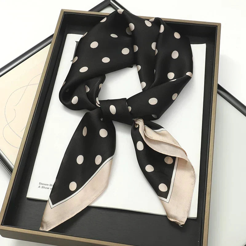 Plaid Silk Square Scarf 27.5 in Women's Neck Wrap Hair Band Accessory Spring Summer Multi-Wear Lightweight Fashion Kerchief