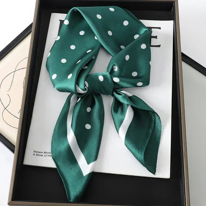 Plaid Silk Square Scarf 27.5 in Women's Neck Wrap Hair Band Accessory Spring Summer Multi-Wear Lightweight Fashion Kerchief