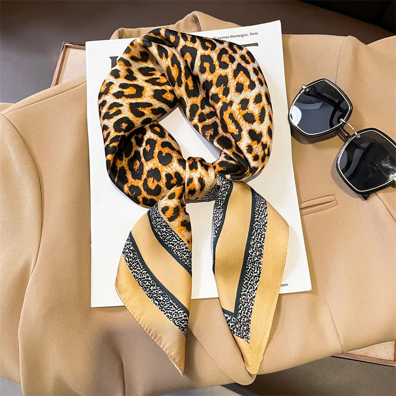 Plaid Silk Square Scarf 27.5 in Women's Neck Wrap Hair Band Accessory Spring Summer Multi-Wear Lightweight Fashion Kerchief