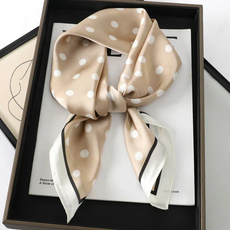 Plaid Silk Square Scarf 27.5 in Women's Neck Wrap Hair Band Accessory Spring Summer Multi-Wear Lightweight Fashion Kerchief
