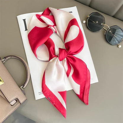 Plaid Silk Square Scarf 27.5 in Women's Neck Wrap Hair Band Accessory Spring Summer Multi-Wear Lightweight Fashion Kerchief