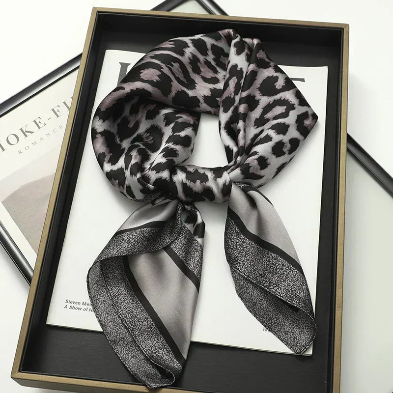 Plaid Silk Square Scarf 27.5 in Women's Neck Wrap Hair Band Accessory Spring Summer Multi-Wear Lightweight Fashion Kerchief