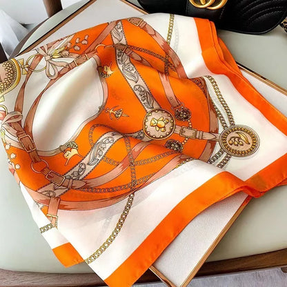 Plaid Silk Square Scarf 27.5 in Women's Neck Wrap Hair Band Accessory Spring Summer Multi-Wear Lightweight Fashion Kerchief