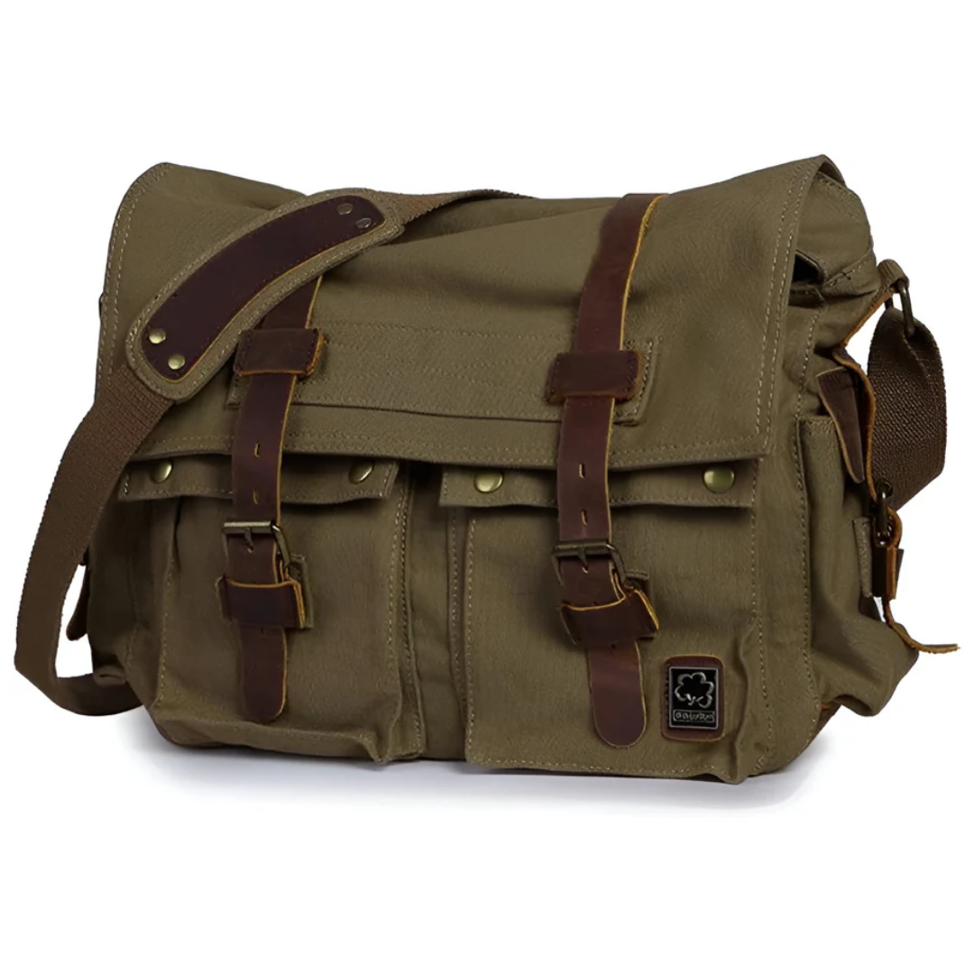 Men's Canvas Shoulder Bag with Multiple Pockets for Everyday Carry and Travel | Hands-Free Sling Pack for Phone Wallet Keys | Adjustable Str