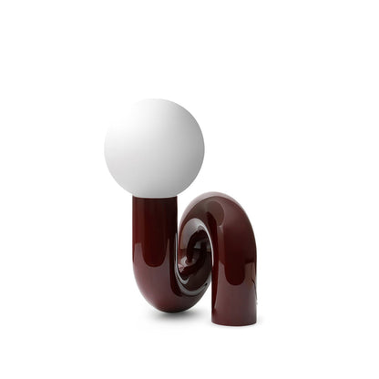Twisted Glass Accent Lamp for Desk & Nightstand — 10 in Sculptural Design in Pink, Blue, White & Red — LED Glow for Bedroom, Living Room & O