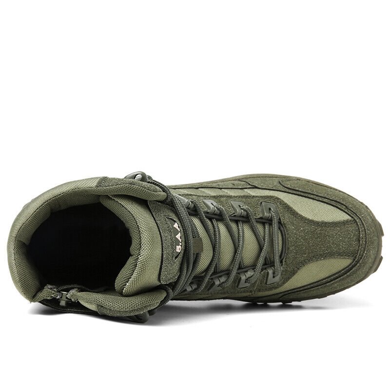 Men's All-Season Tactical Work Boots Waterproof Suede Ankle Support Non-Slip Hiking Boots for Outdoor Work Camping Hunting