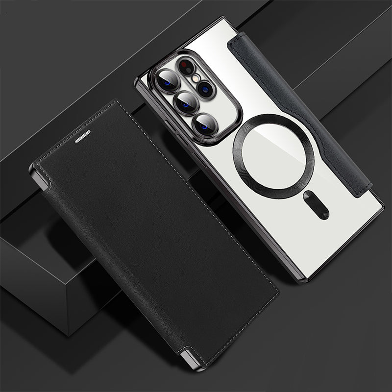Samsung Galaxy Wallet Case with Ring Stand & Magnetic Closure – Vegan Leather Flip Cover Card Holder