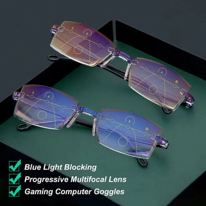 Progressive Reading Glasses with Blue Light Filter for Near & Distance Vision | Anti-Reflective Multifocal Eyewear | Lightweight TR90 Frame