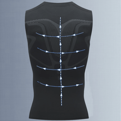 Slimming Undershirt for Men – Sleeveless Body Shaper Tank with Chest Support – Breathable Neoprene Compression Wear for Gym, Office & Daily Use – Invi