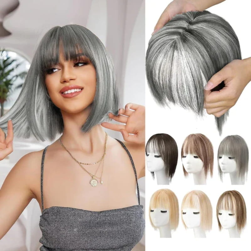 Clip-In Bangs Hairpiece with Side Swept Layers – Instant Fringe Look for Any Occasion | Natural Texture Heat Stylable