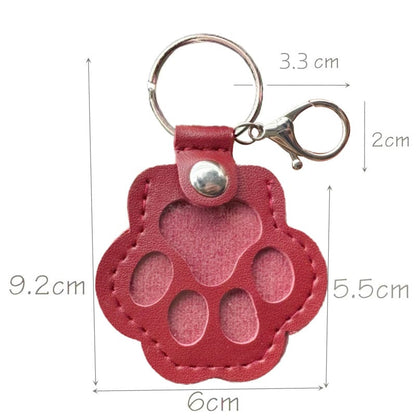 Genuine Leather Pet Memorial Keychain with Embossed Paw Print for Dog & Cat Lovers