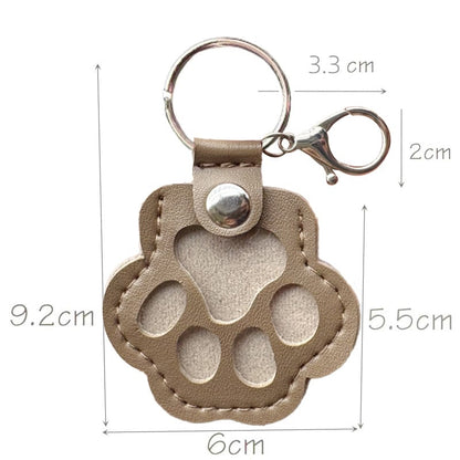 Genuine Leather Pet Memorial Keychain with Embossed Paw Print for Dog & Cat Lovers