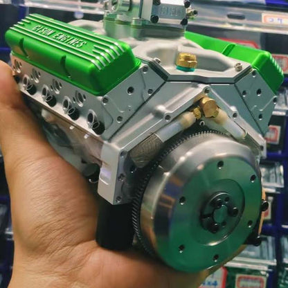Working V8 Gasoline Engine Model Kit Metal Miniature Motor CDI Ignition RC Compatible Small Block OHV Educational Mechanical Build Desktop