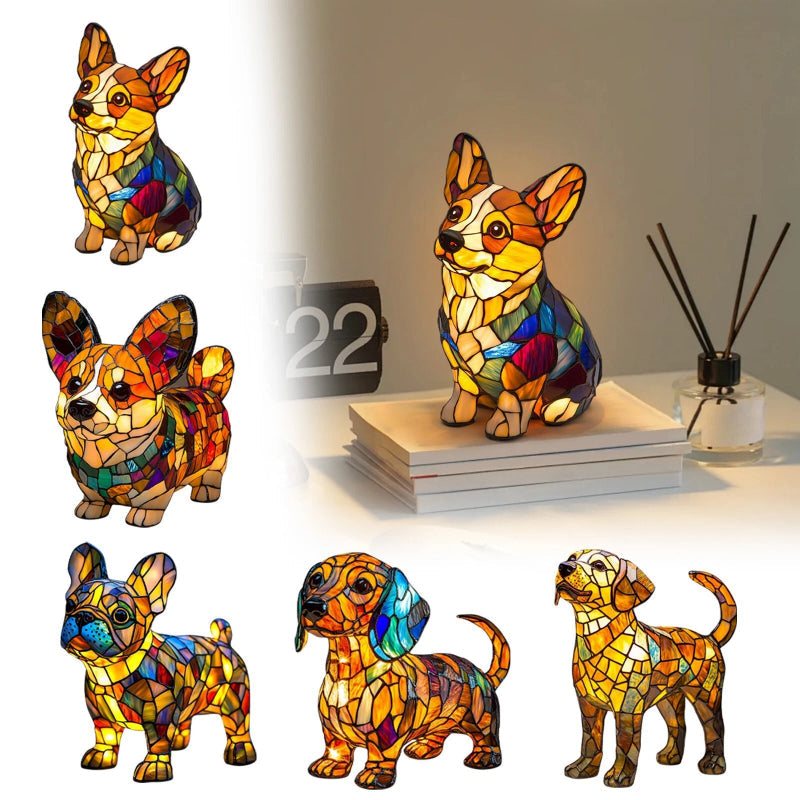 Arte de Cachorro | Lámpara de Escritorio LED con Iluminación Antideslumbrante y Diseño Único de Resina para un Ambiente Acogedor
