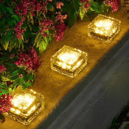 Solar Pathway Lights Crystal Cube Design for Gardens & Walkways Weatherproof Color-Changing LED Yard Illumination