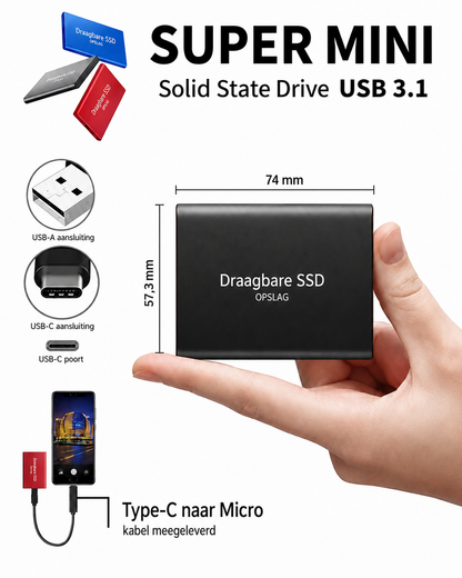 128TB Portable Solid State Drive USB-C – Ultra-Fast External Storage for Mac, PC, Android – Shock-Resistant Aluminum Design