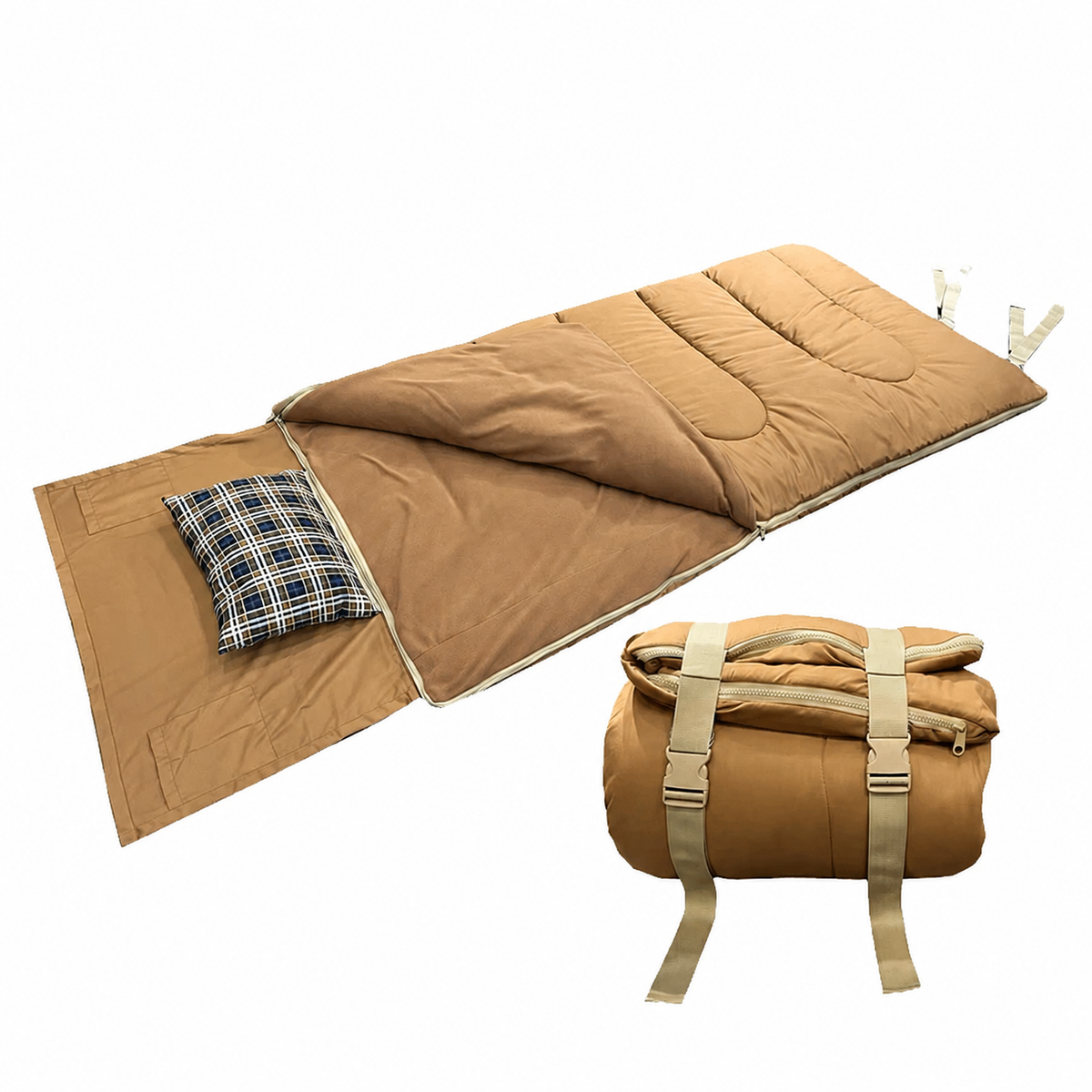CozyNest | Funda para saco de dormir impermeable de 3 estaciones con almohada y forro de franela | Diseño ligero para la máxima comodidad
