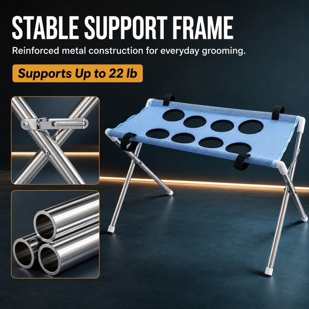Ortekor Foldable Pet Grooming Stand for Cats & Small Dogs - Bathing & Nail Trimming Support for Less Squirming