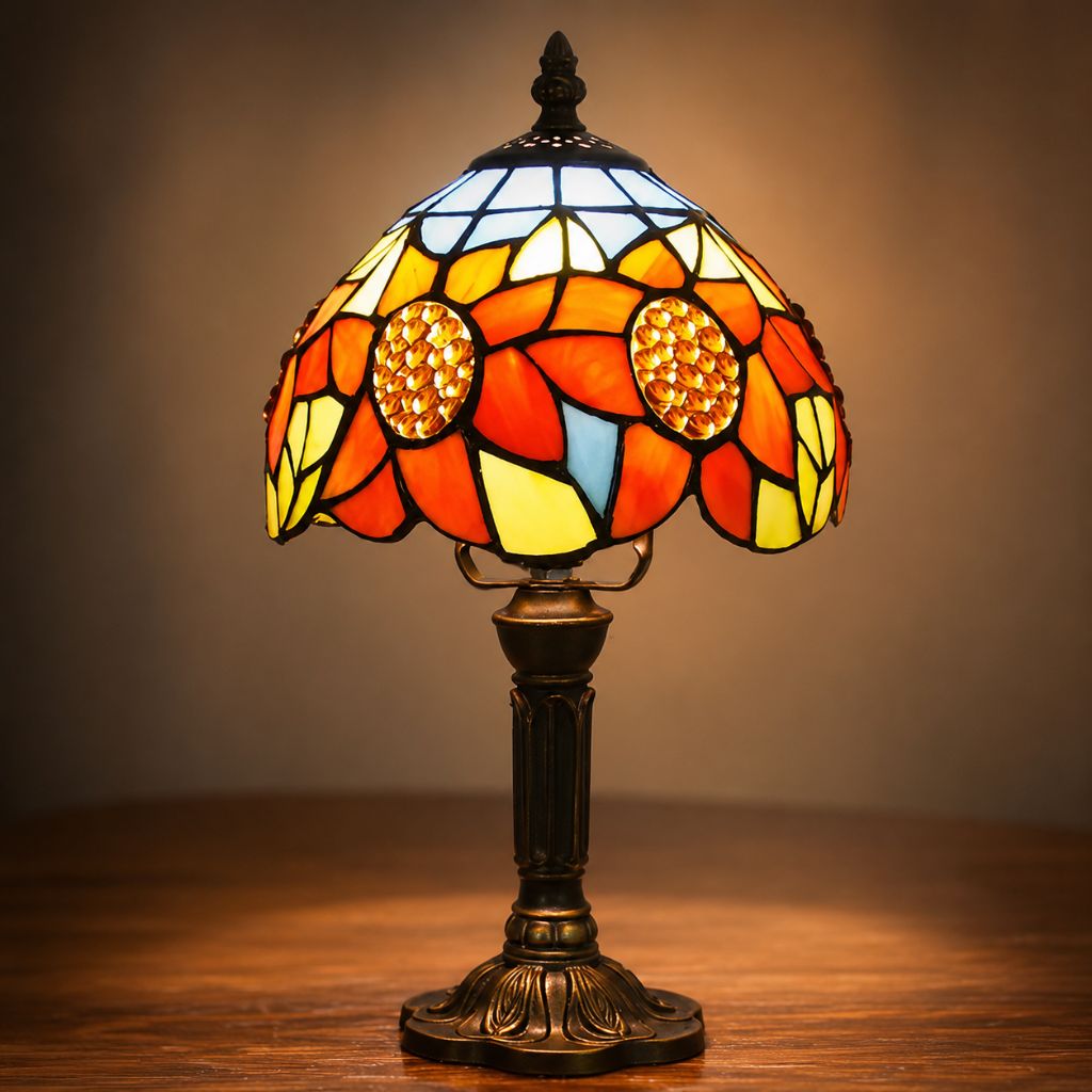 Tiffany-Style Art Glass Table Lamp with Adjustable Arm for Office, Bedroom & Reading Nook – 8 Mosaic Designs