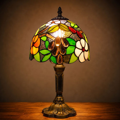 Tiffany-Style Art Glass Table Lamp with Adjustable Arm for Office, Bedroom & Reading Nook – 8 Mosaic Designs