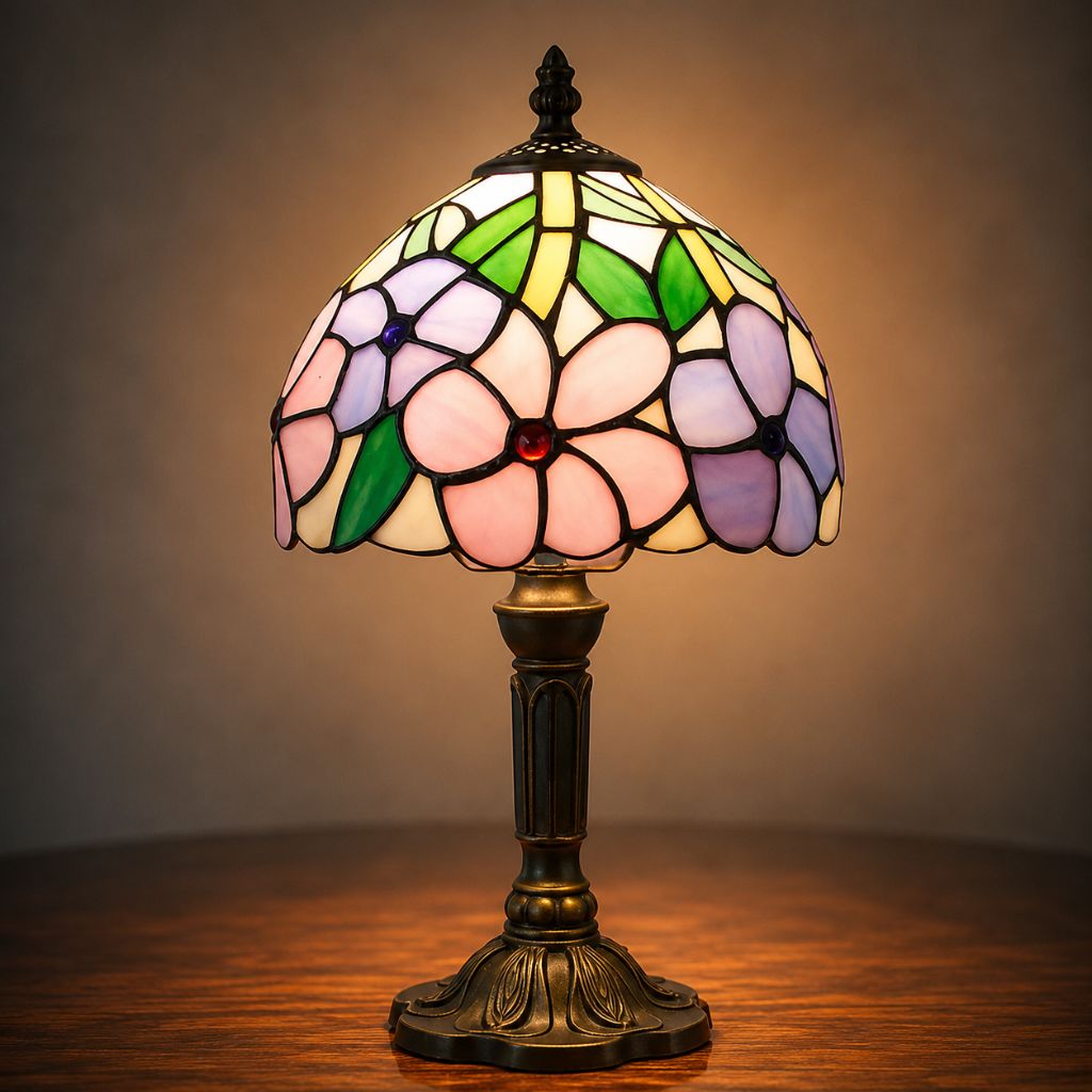 Tiffany-Style Art Glass Table Lamp with Adjustable Arm for Office, Bedroom & Reading Nook – 8 Mosaic Designs
