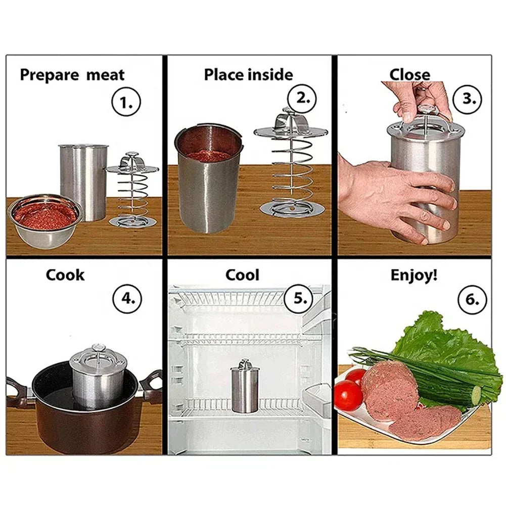 Meat Press Mold and Cooker with Kitchen Thermometer in Stainless Steel