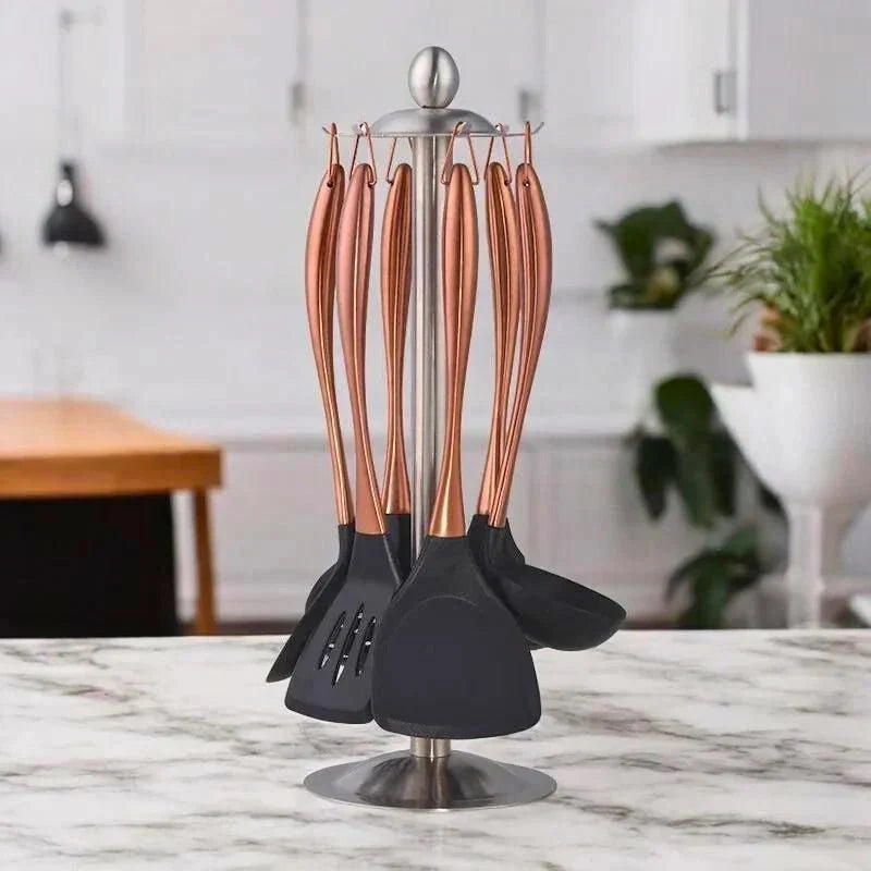 6-Piece Kitchen Tool Set Stainless Steel with Heat-Resistant Handles for Everyday Cooking & Serving | Dishwasher Safe