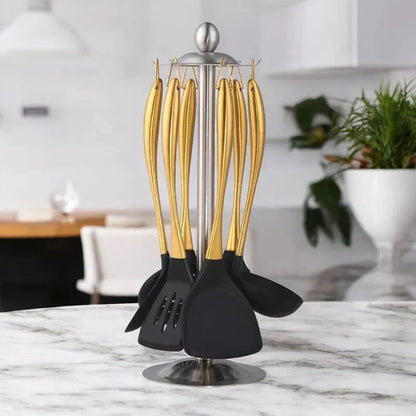 6-Piece Kitchen Tool Set Stainless Steel with Heat-Resistant Handles for Everyday Cooking & Serving | Dishwasher Safe