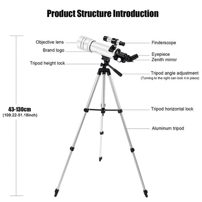 Beginner Refractor Telescope for Kids — 70mm Aperture with Adjustable Tripod & Phone Adapter