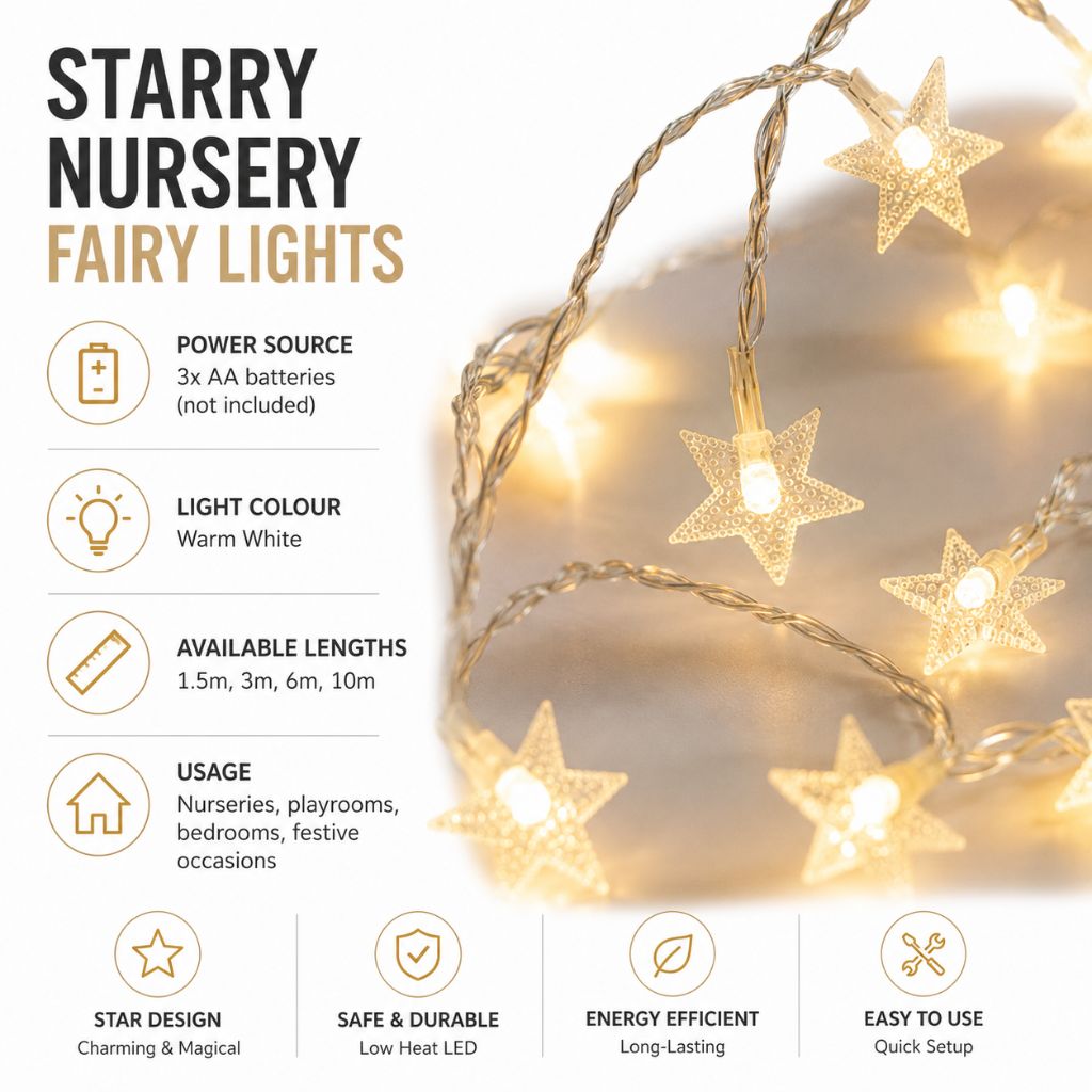 Battery Powered String Lights for Kids Room Warm White Glow Decorative LED Strand Light Bedroom Playroom Nursery Wall Decor
