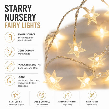 Battery Powered String Lights for Kids Room Warm White Glow Decorative LED Strand Light Bedroom Playroom Nursery Wall Decor