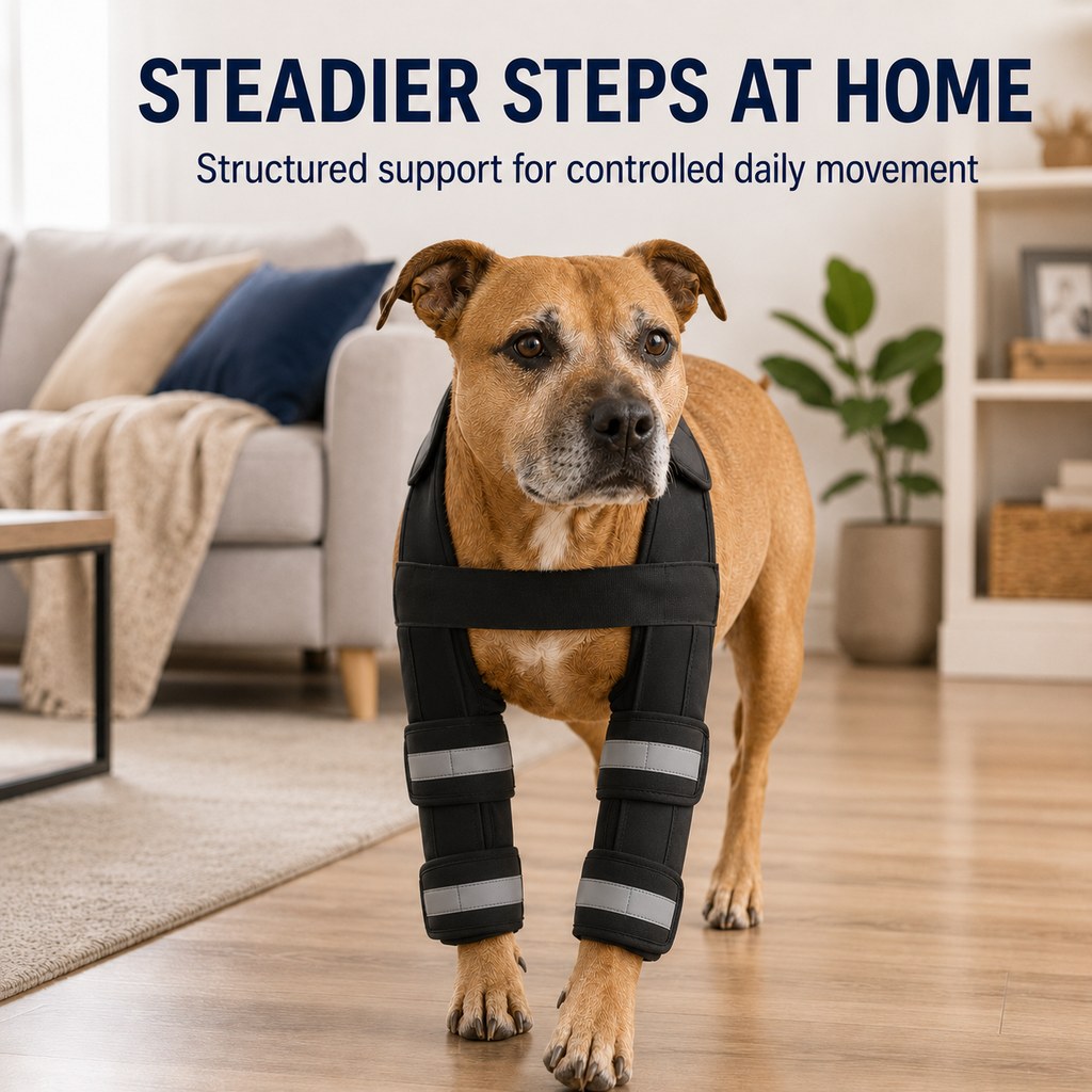 Ortekor Dog Double Front Leg Support Brace for Unsteady Walking - Chest Harness with Internal Metal Support Inserts