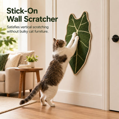 Ortekor Botanical Stick-On Sisal Cat Scratcher Mat for Walls, Doors & Floors - Redirect Scratching Away From Furniture