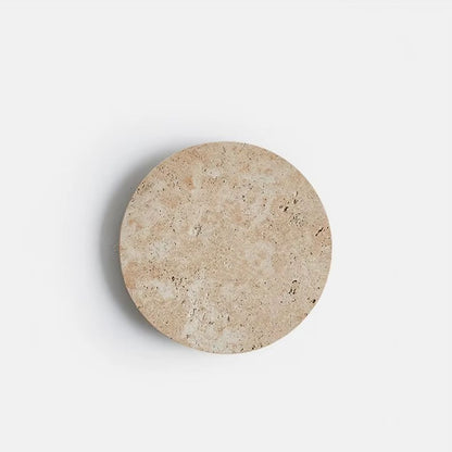 Travertine Circle Sconce for Bedrooms & Hallways – LED Ambient Lighting Fixture with Adjustable Color Temperature