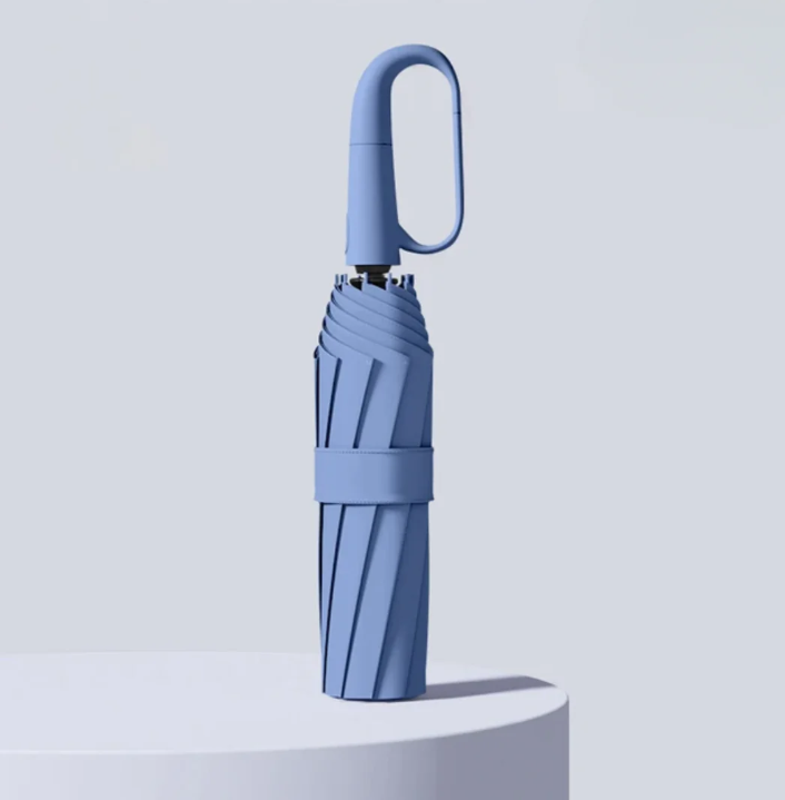 Wind-Resistant Compact Umbrella with Safety Reflectors for Night Visibility, Lightweight Waterproof Canopy for Rain Protection, Foldable Tra
